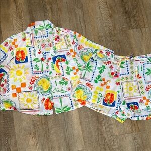 Colorful Patterned Shirt and Shorts Set